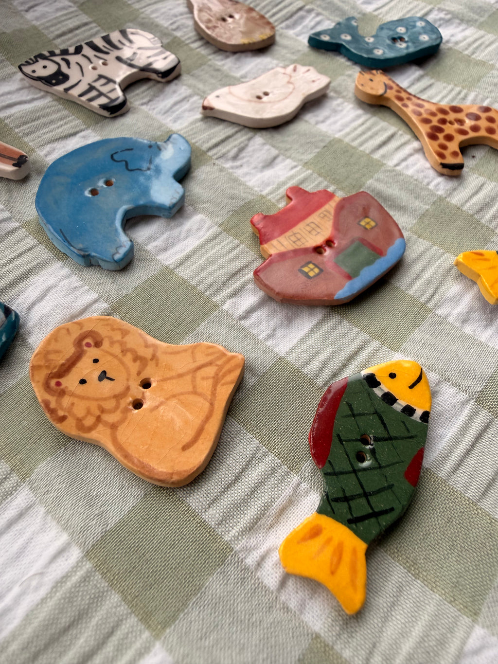 Handmade Ceramic Buttons Set of 12 – Alternative for Mill Hill Noah's Ark