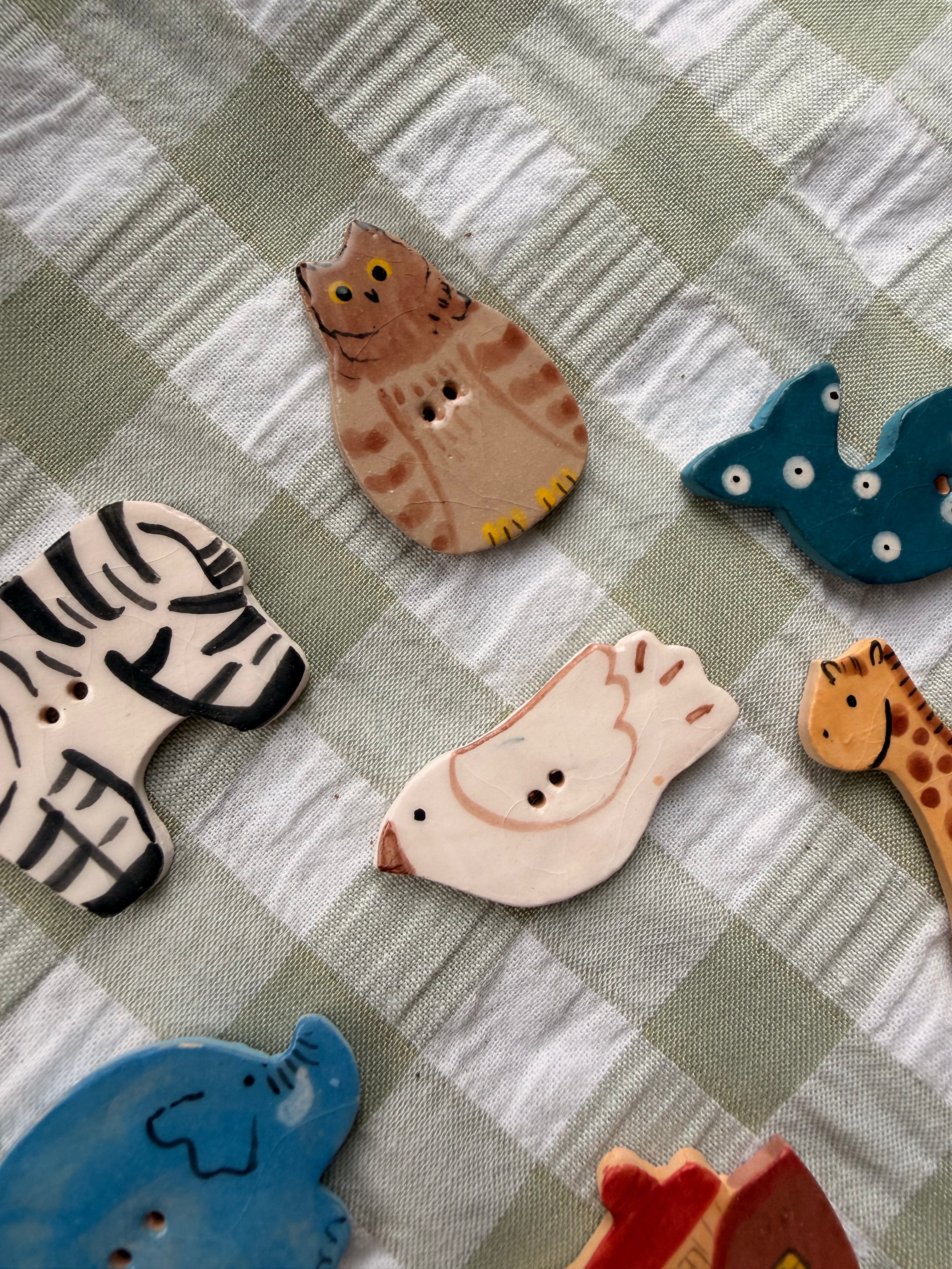 Handmade Ceramic Buttons Set of 12 – Alternative for Mill Hill Noah's Ark