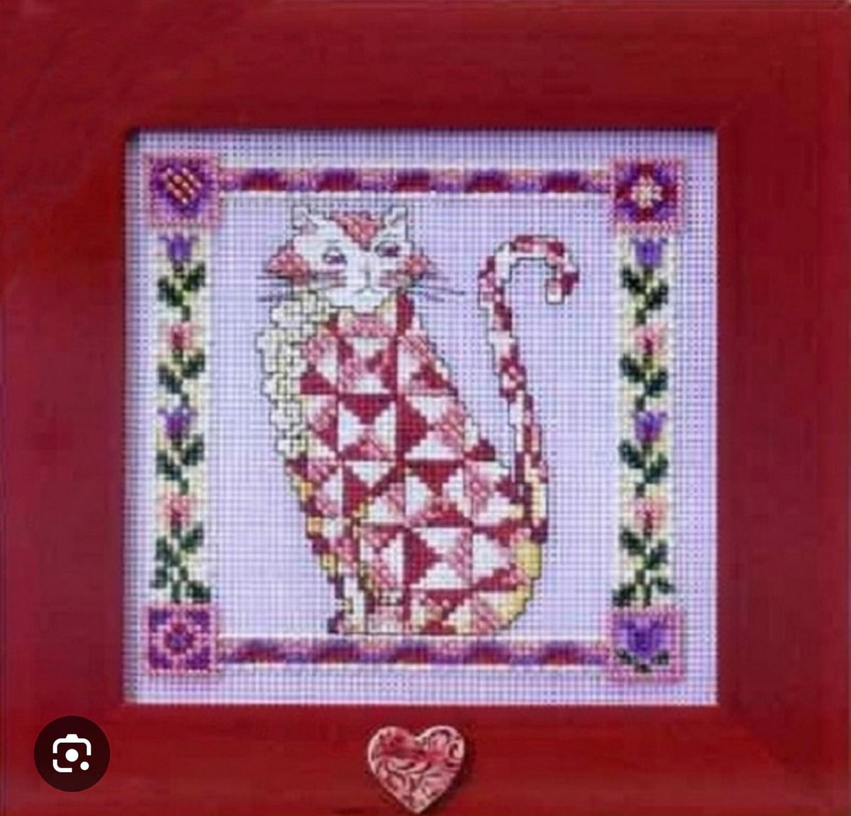 Handmade Ceramic Button for Cross Stitch – Pink Heart