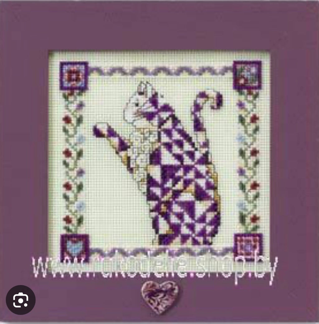Handmade Ceramic Button for Cross Stitch – Violet Heart