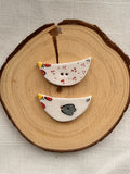 Handmade Ceramic White Chicken Buttons – Set of 2