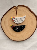 Handmade Ceramic Black and White Chicken Buttons – Set of 2