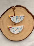 Handmade Ceramic Blue Chicken Buttons – Set of 2