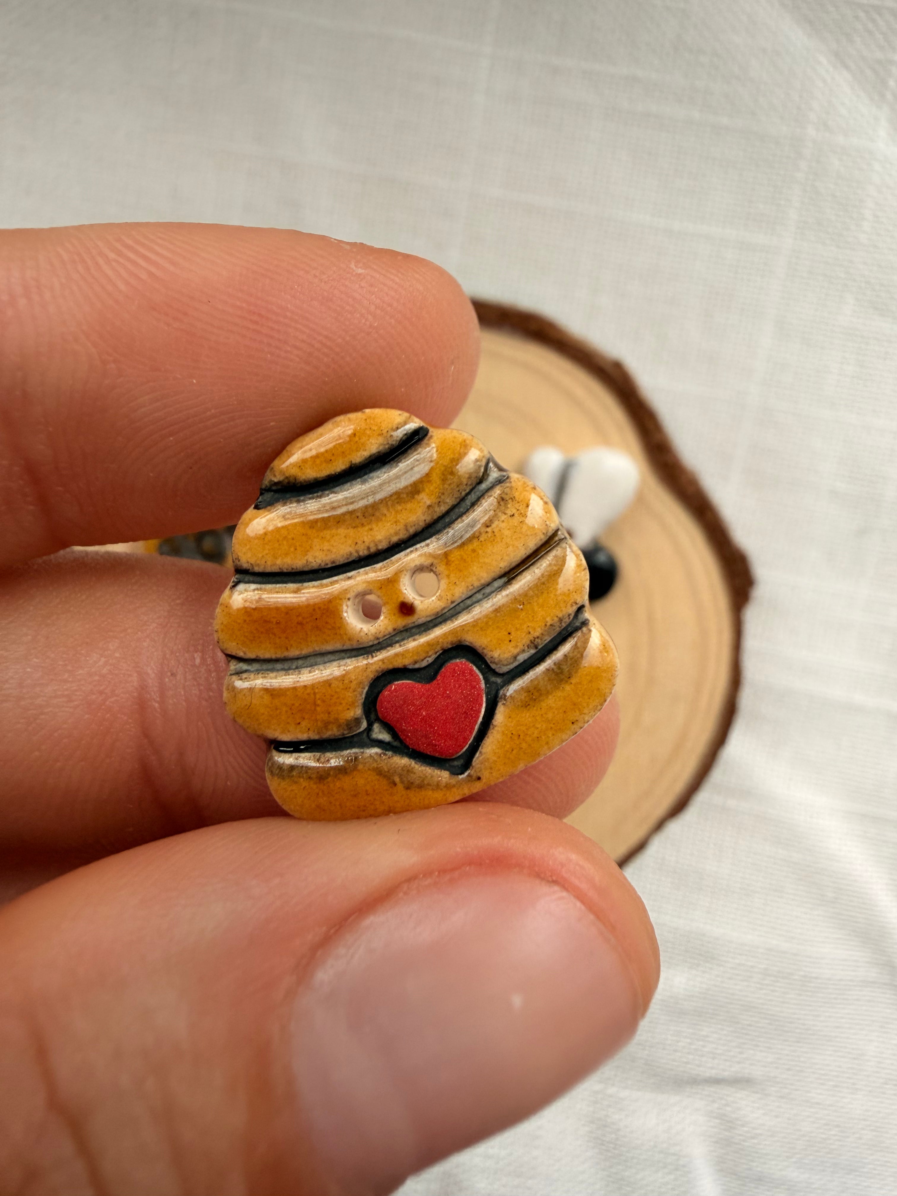 Handmade Ceramic Honey Buttons – Set of 3