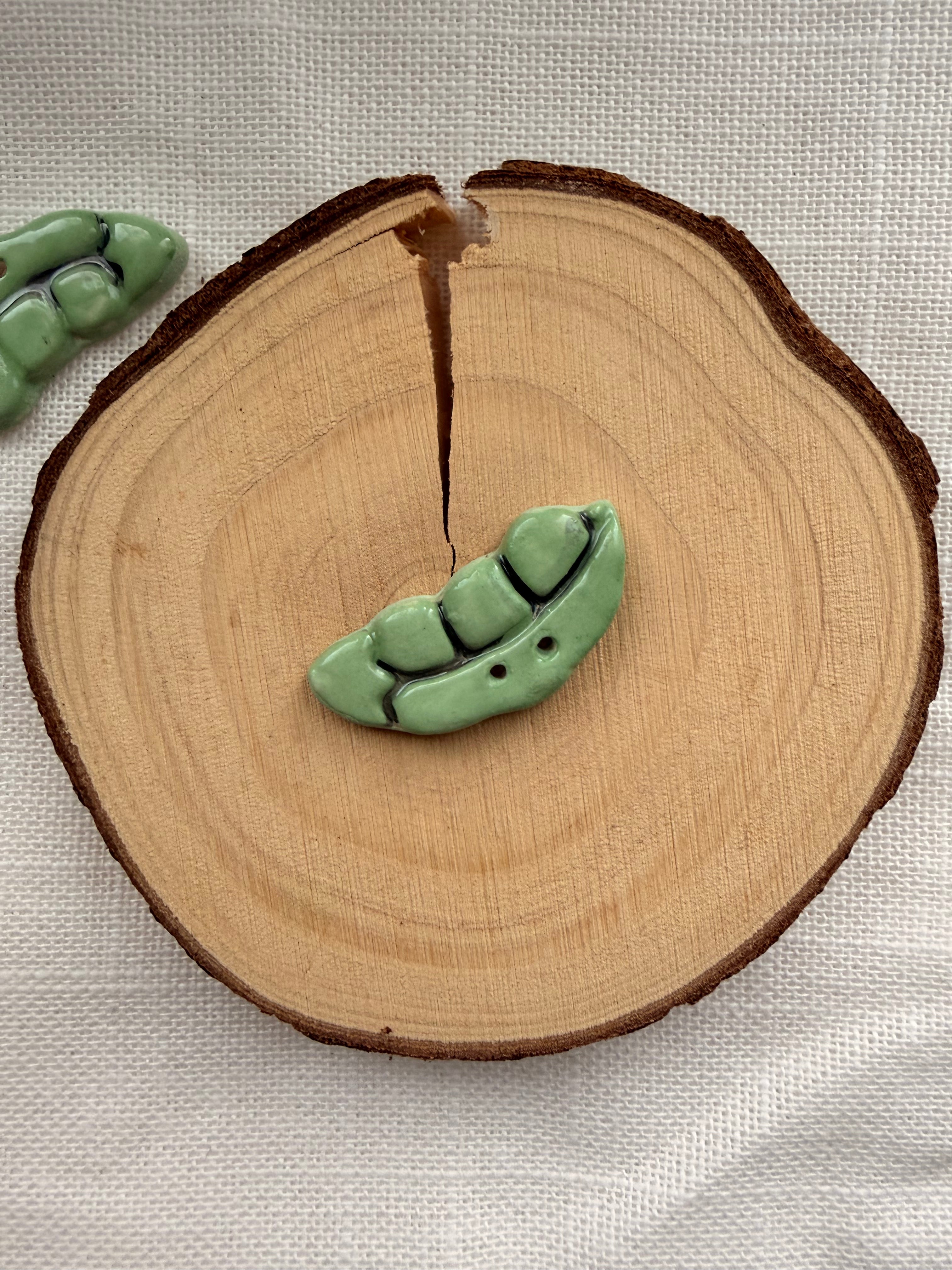 Handmade Ceramic Beans Button – Hand-Painted Sewing Embellishment