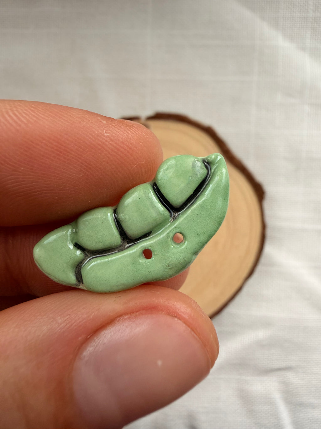 Handmade Ceramic Beans Button – Hand-Painted Sewing Embellishment