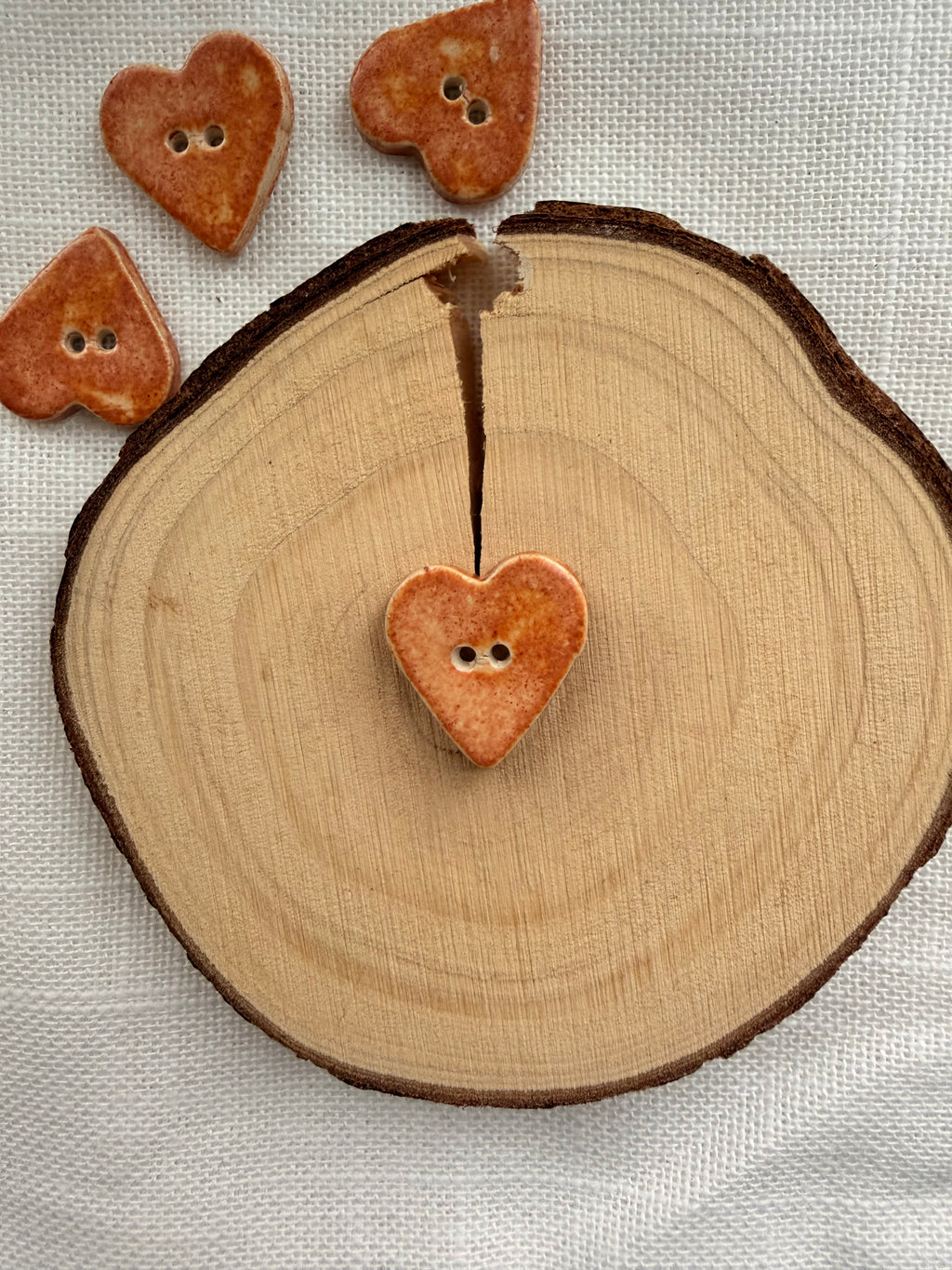 Handmade Ceramic Heart Button – Hand-Painted Sewing Embellishment