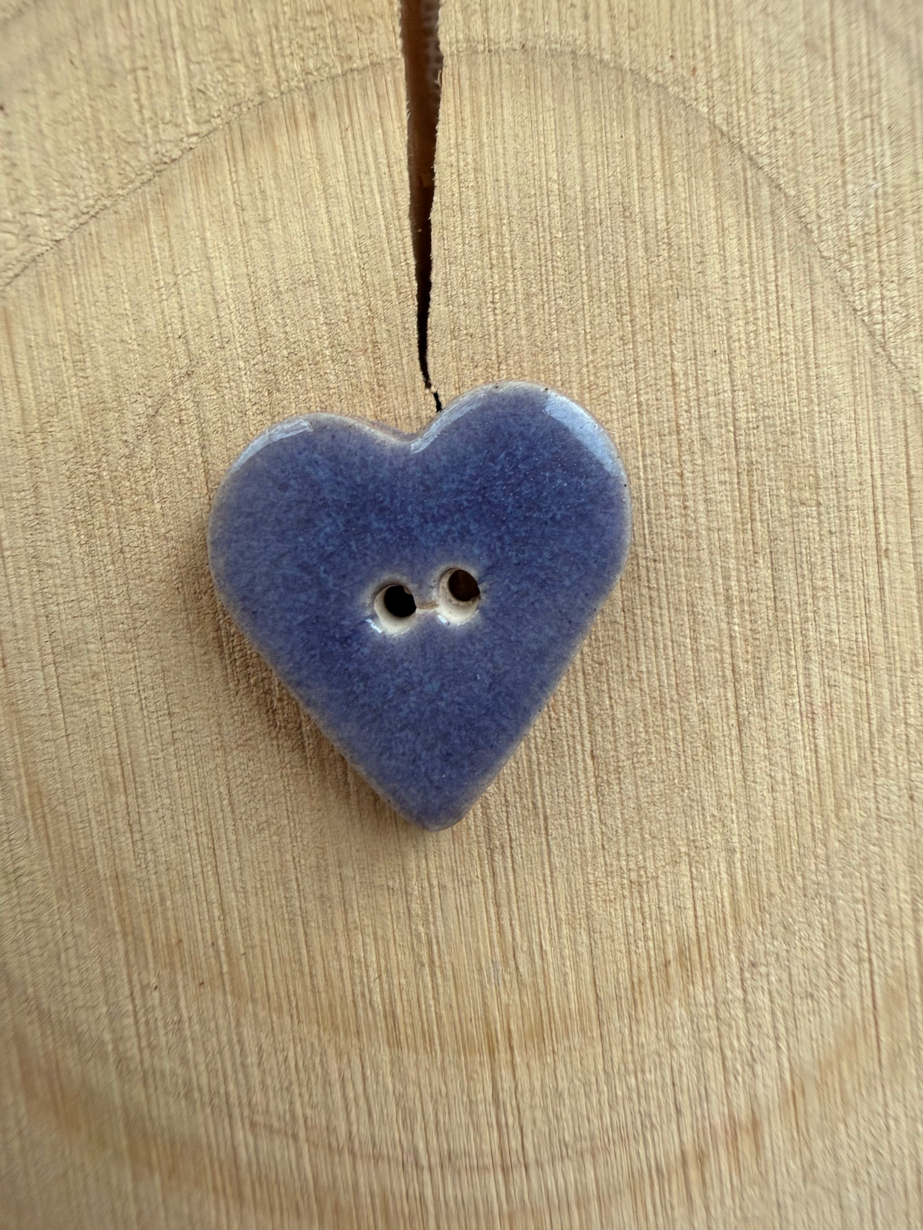 Handmade Ceramic Heart Button – Hand-Painted Sewing Embellishment