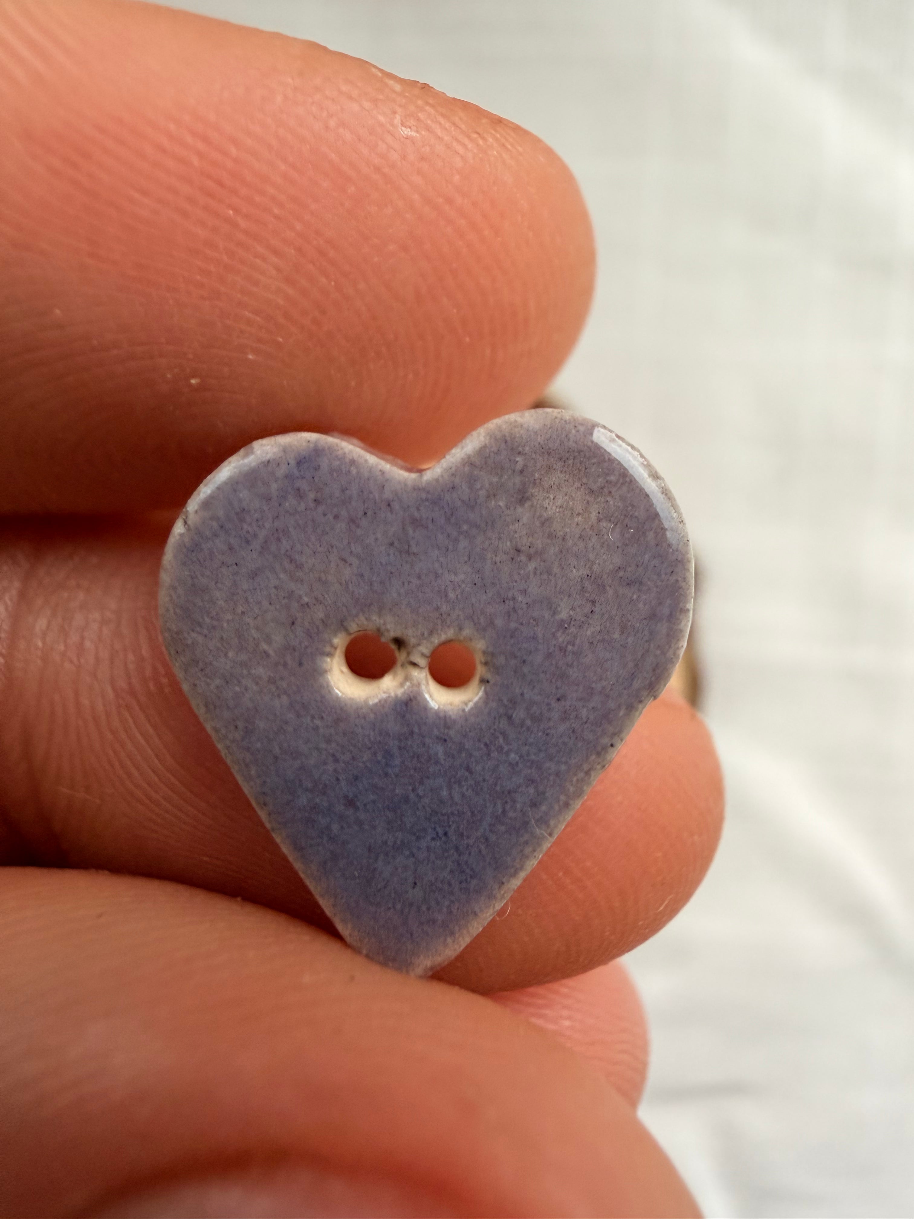 Handmade Ceramic Heart Button – Hand-Painted Sewing Embellishment