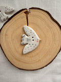 Handmade Ceramic White Bird Button – Hand-Painted Sewing Embellishment