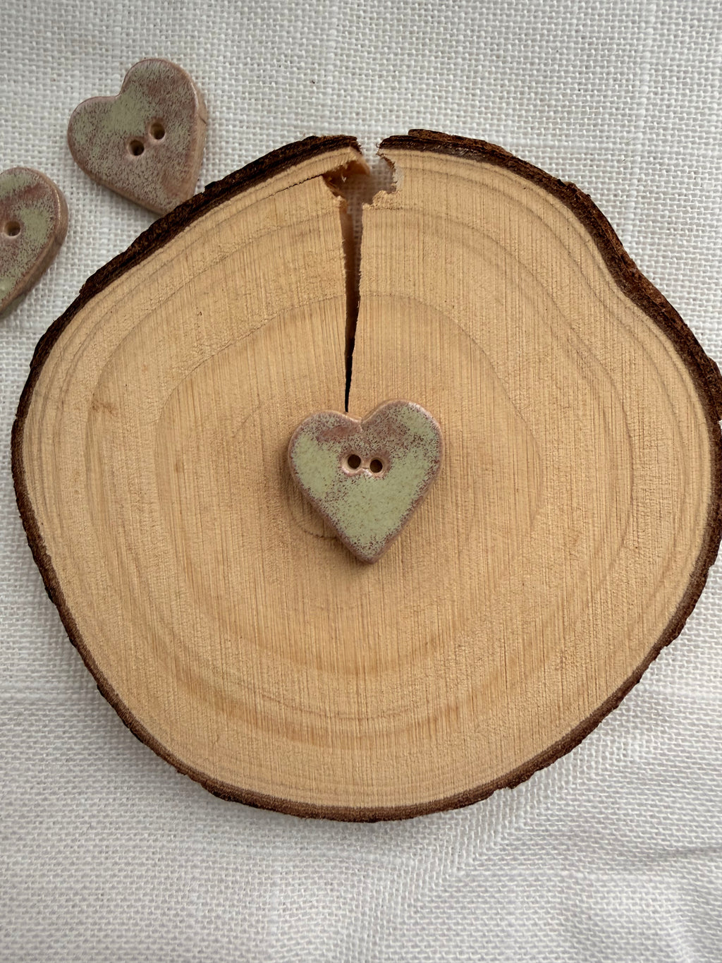 Handmade Ceramic Heart Button – Hand-Painted Sewing Embellishment