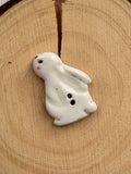Handmade Ceramic White Rabbit Button – Hand-Painted Sewing Embellishment