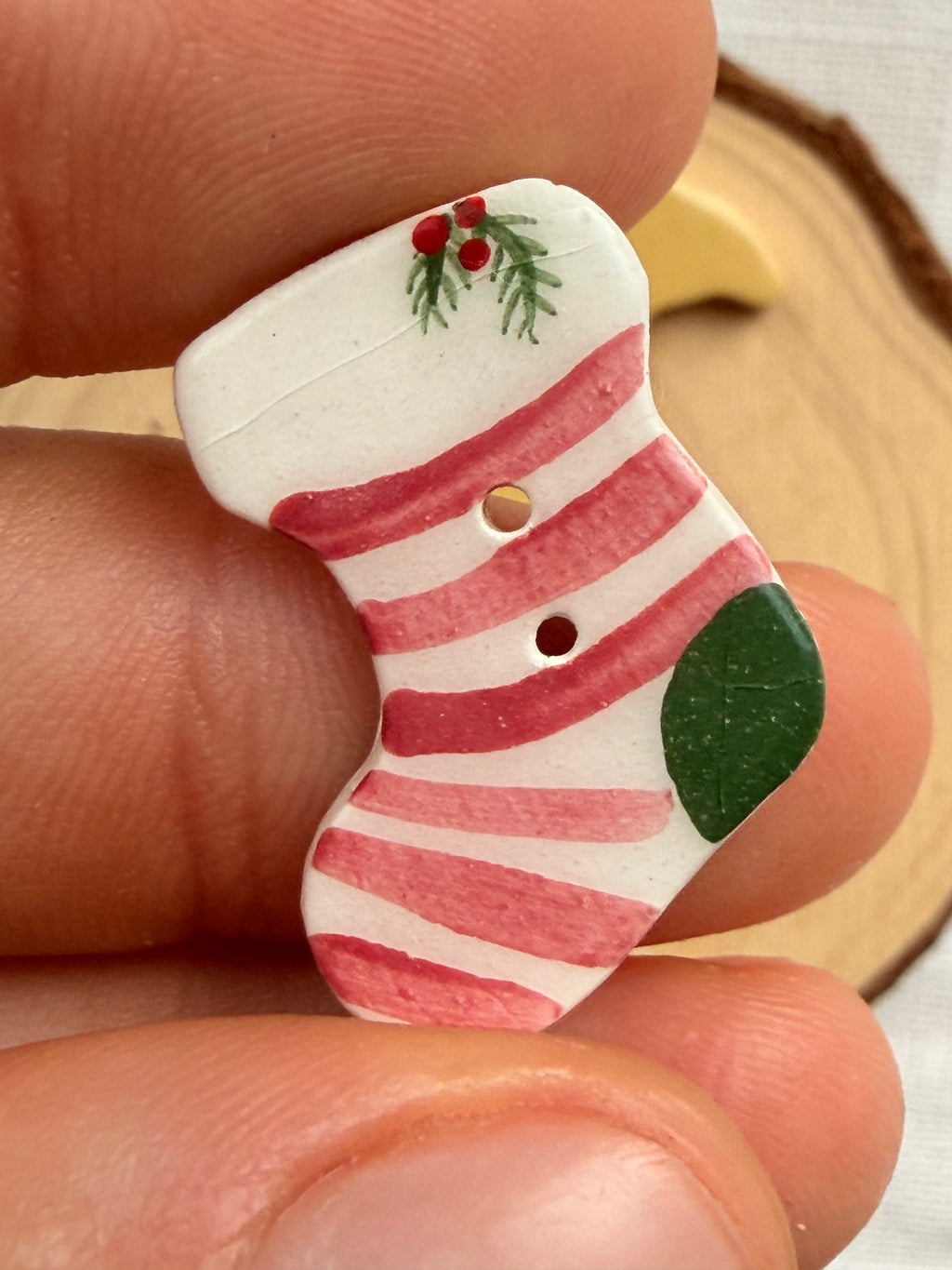 Handmade Ceramic Christmas Set Buttons – Set of 3