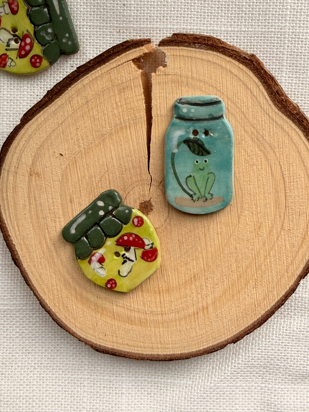 Handmade Ceramic Swamp Set Buttons – Set of 2