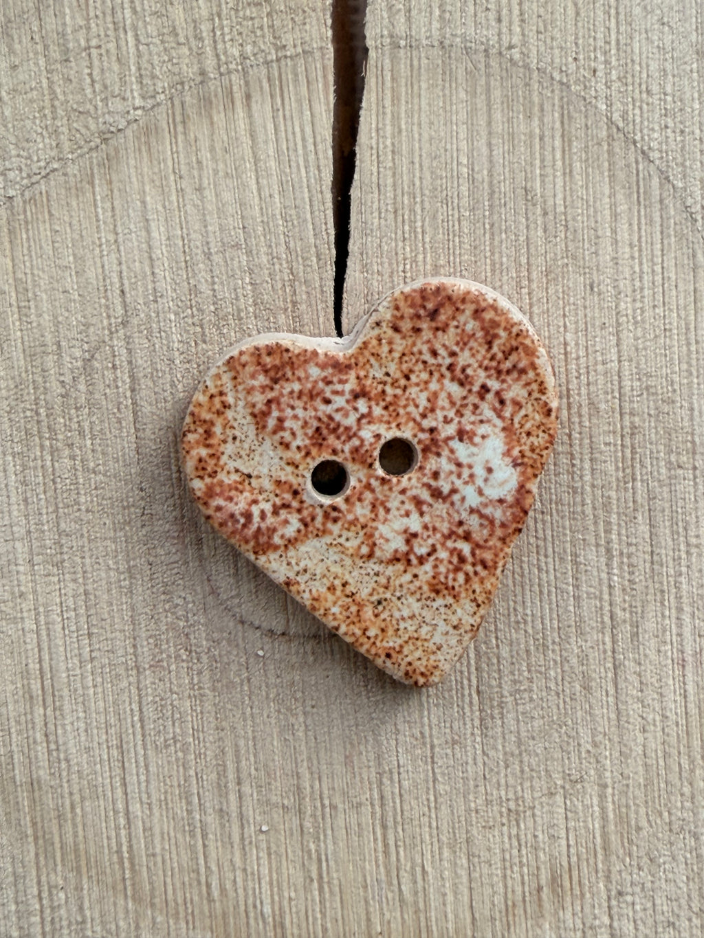 Handmade Ceramic Heart Button – Hand-Painted Sewing Embellishment