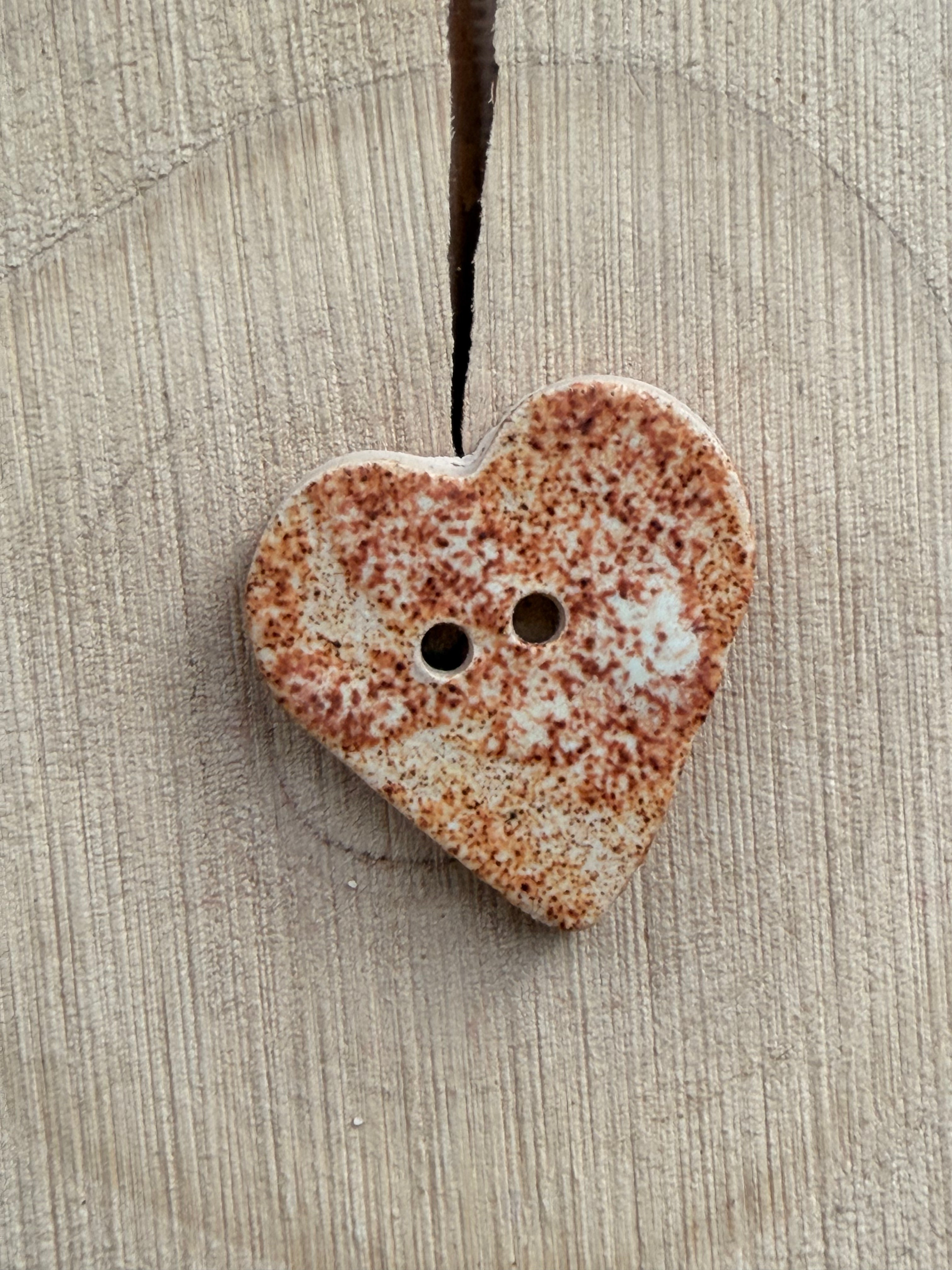 Handmade Ceramic Heart Button – Hand-Painted Sewing Embellishment