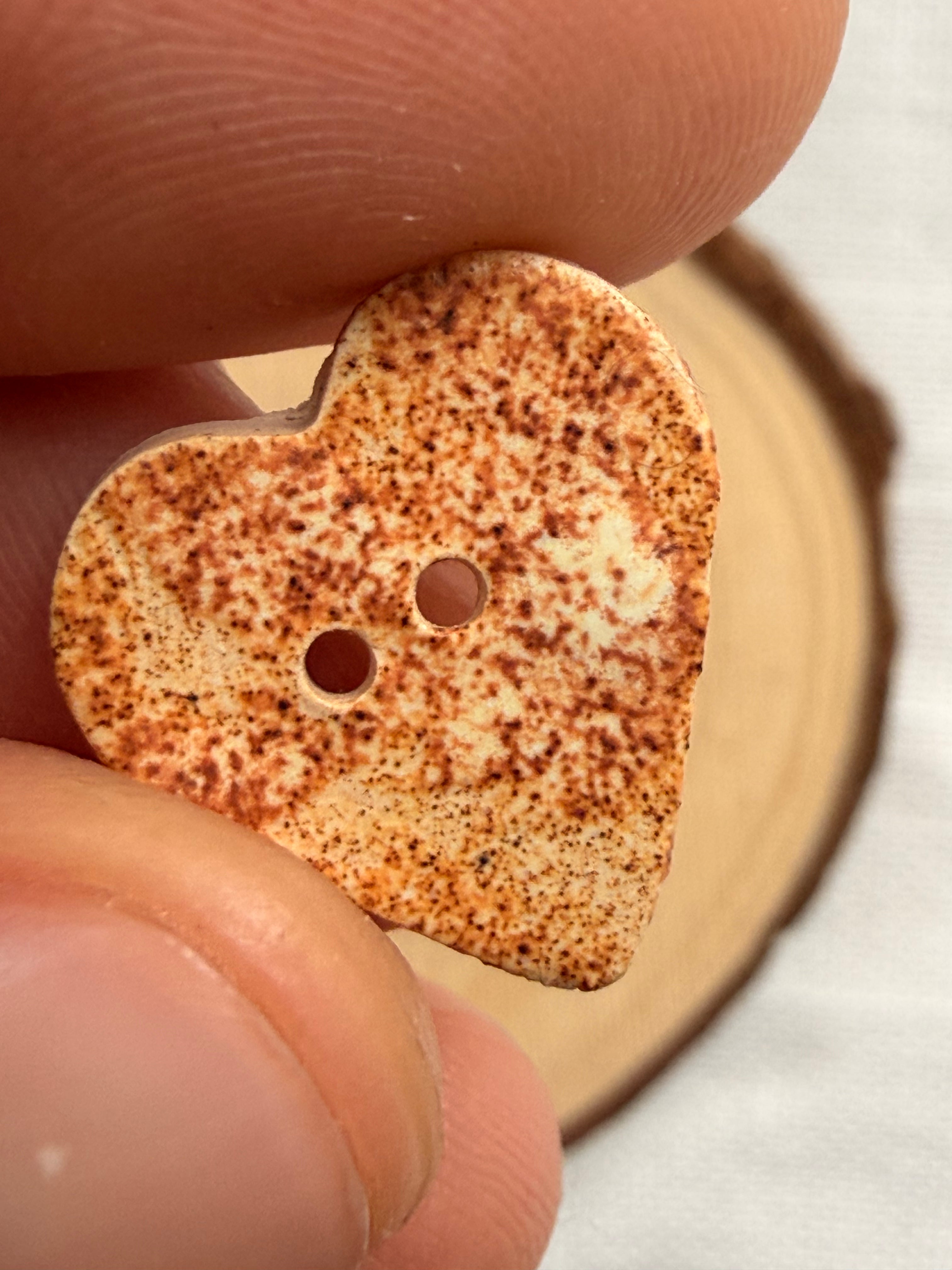 Handmade Ceramic Heart Button – Hand-Painted Sewing Embellishment