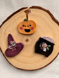 Handmade Ceramic Witch Set Buttons – Set of 3