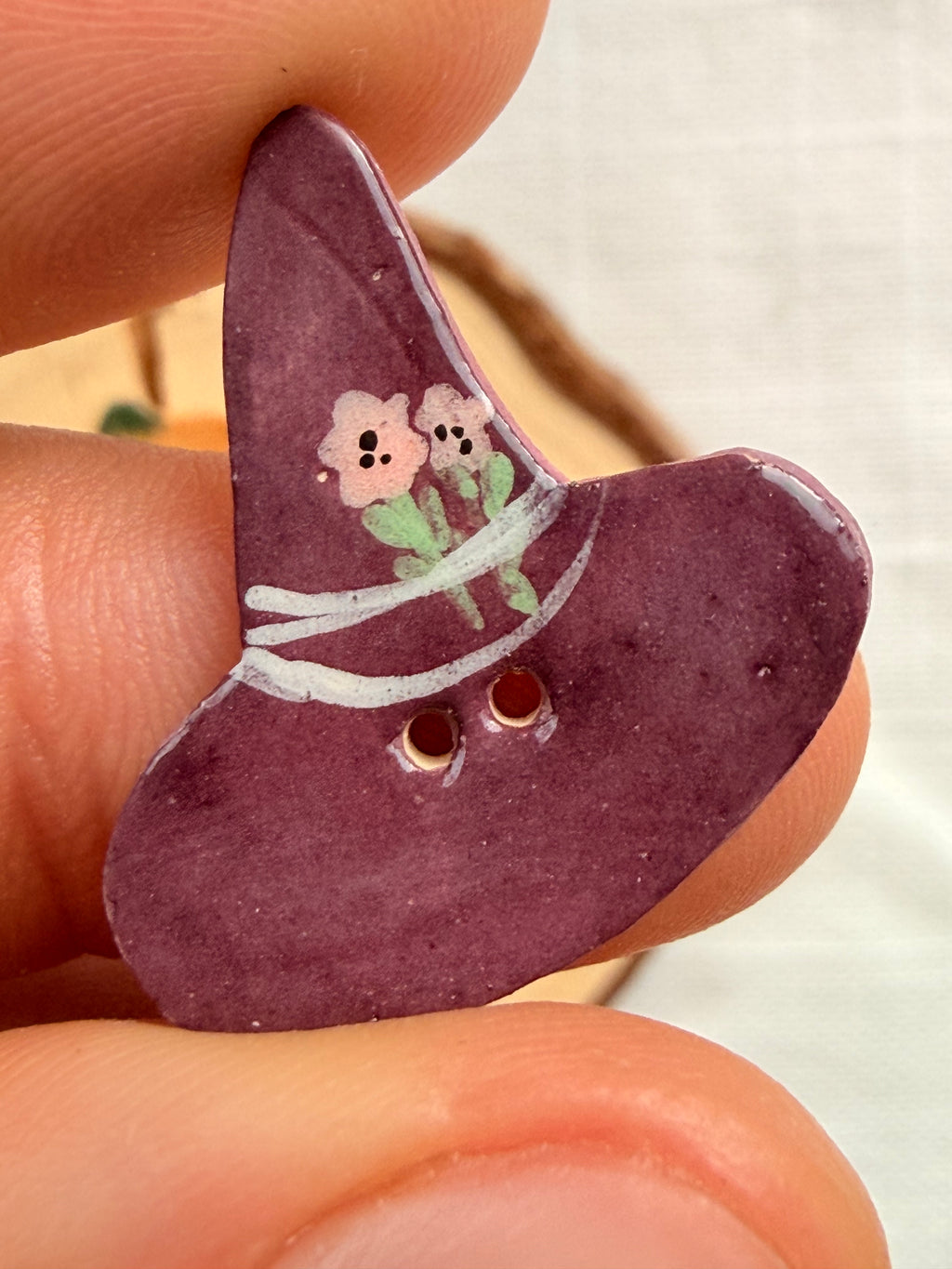 Handmade Ceramic Witch Set Buttons – Set of 3