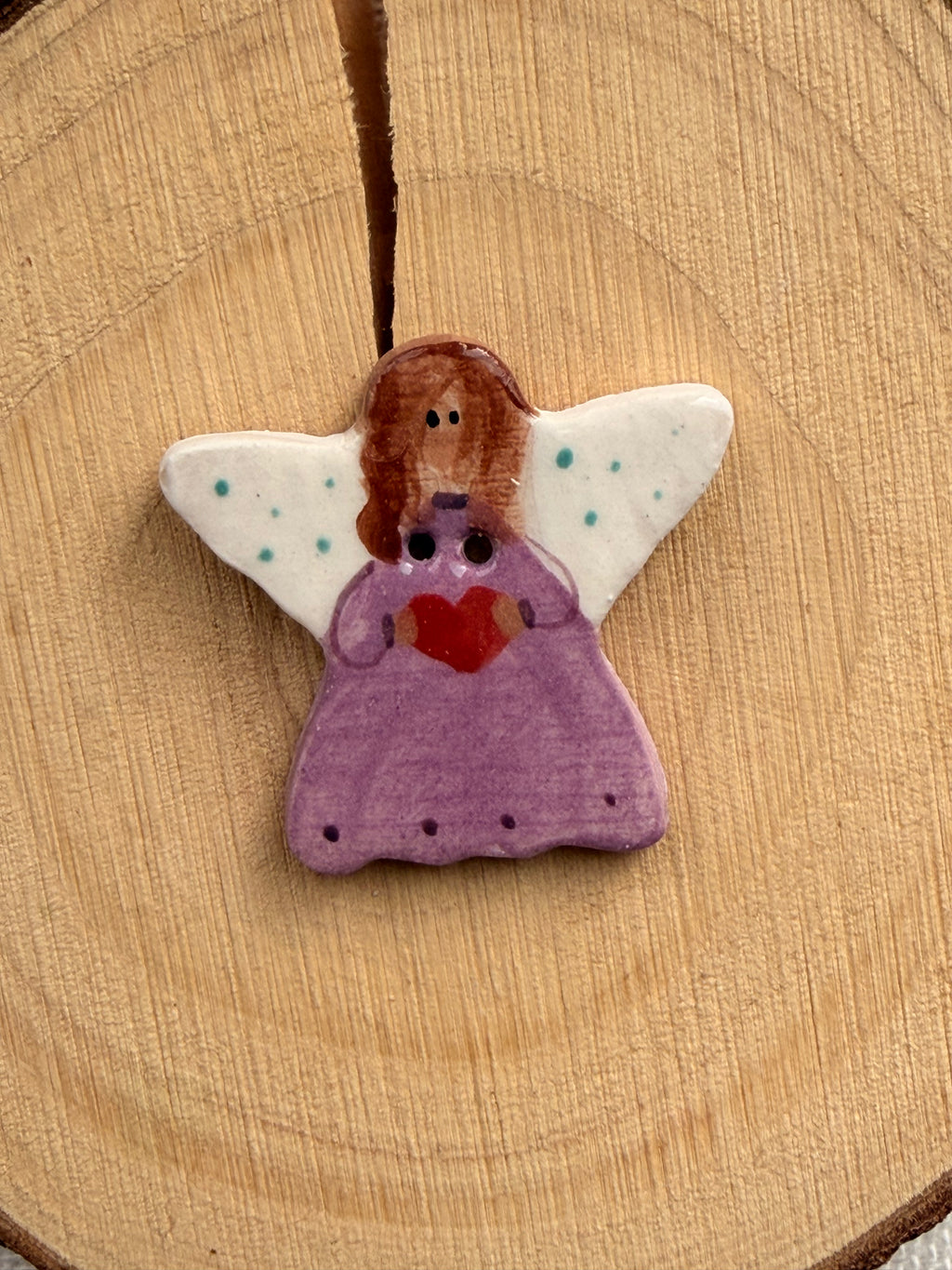 Handmade Ceramic Angel Button – Hand-Painted Sewing Embellishment