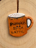 Handmade Ceramic Pumpkin Latte Button – Hand-Painted Sewing Embellishment