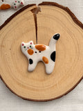 Handmade Ceramic Tricolour Cat Button – Hand-Painted Sewing Embellishment