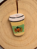 Handmade Ceramic Pumpkin Coffee Button – Hand-Painted Sewing Embellishment