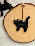 Handmade Ceramic Black Cat Button – Hand-Painted Sewing Embellishment