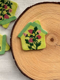 Handmade Ceramic House Button – Hand-Painted Sewing Embellishment