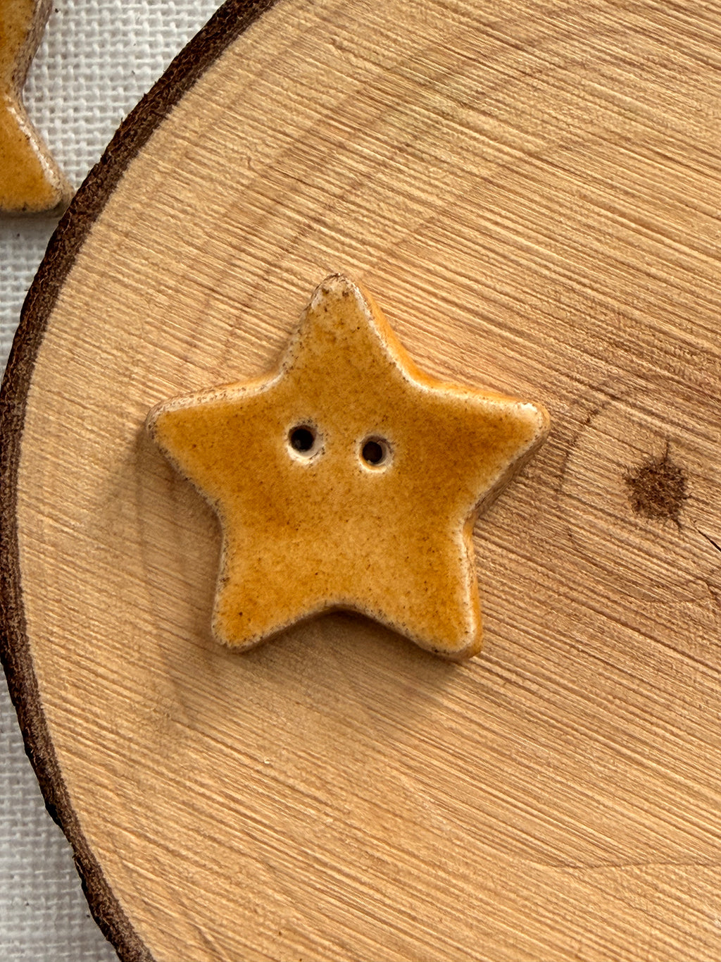 Handmade Ceramic Honey Star Button – Hand-Painted Sewing Embellishment