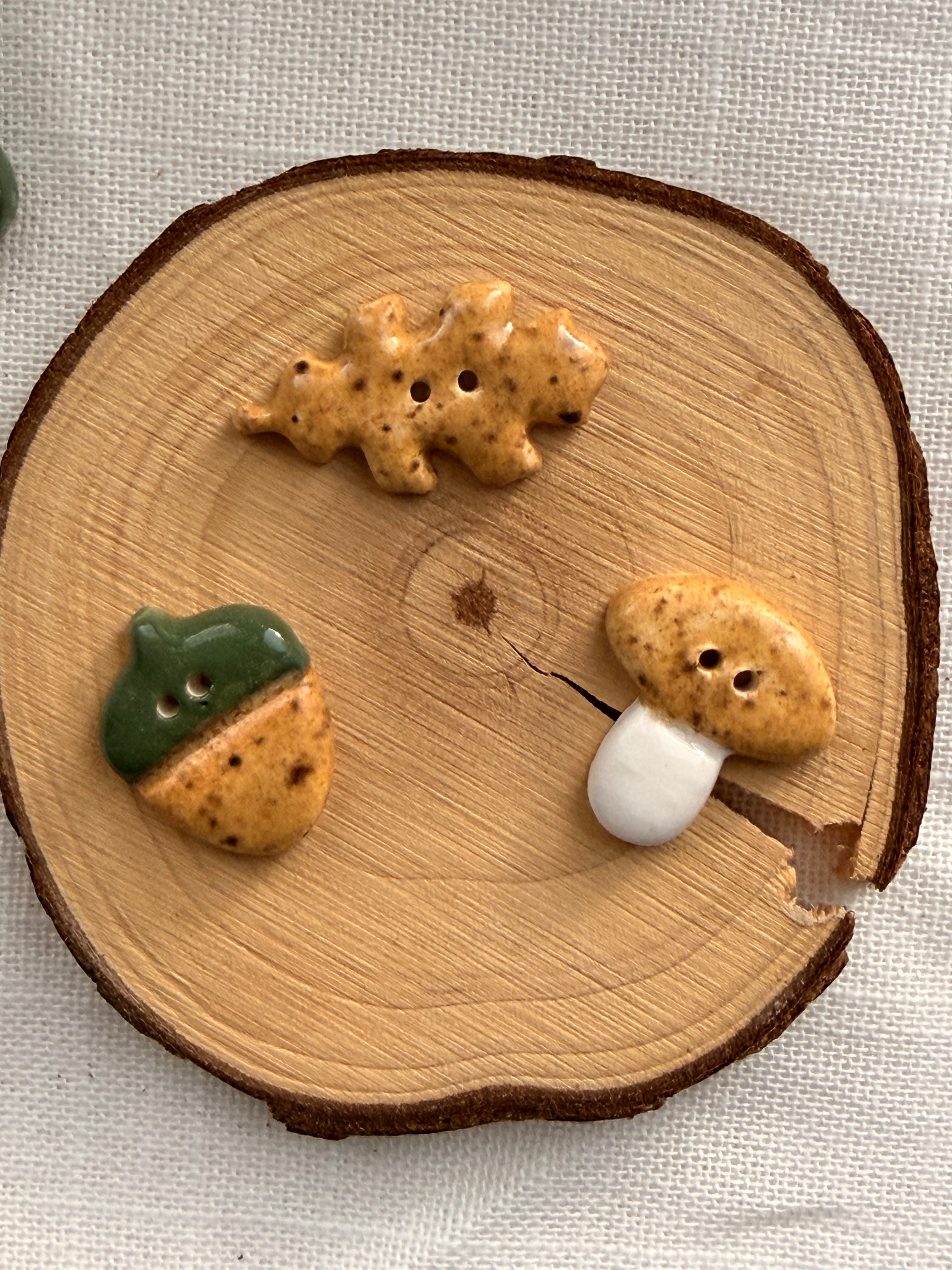 Handmade Ceramic Autumn Set Buttons – Set of 3