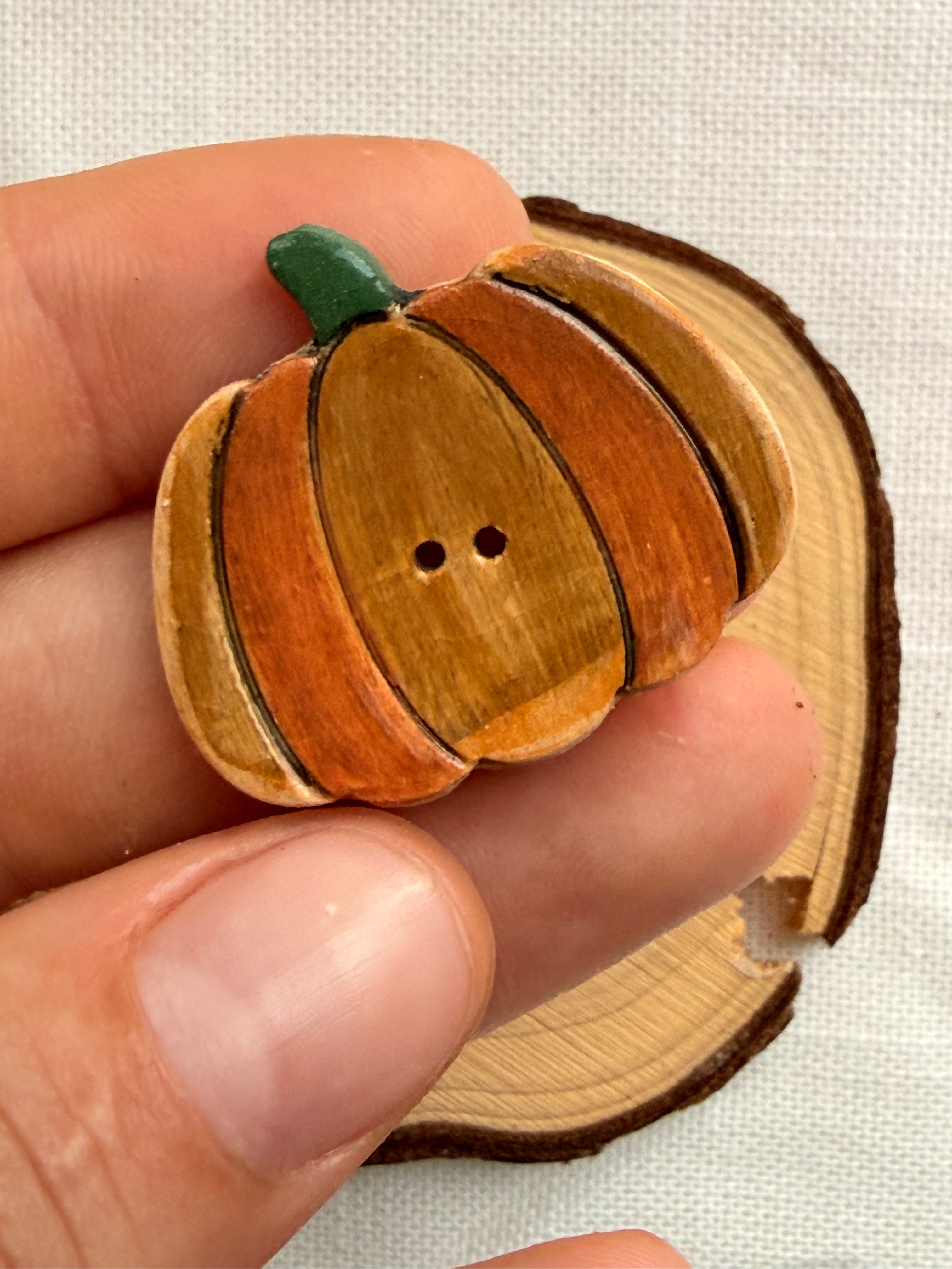 Handmade Ceramic Big Pumpkin Button – Hand-Painted Sewing Embellishment