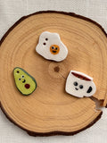 Handmade Ceramic Breakfast Set Buttons – Set of 3