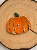 Handmade Ceramic Big Pumpkin Button – Hand-Painted Sewing Embellishment