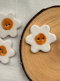 Handmade Ceramic White Flower Button – Hand-Painted Sewing Embellishment