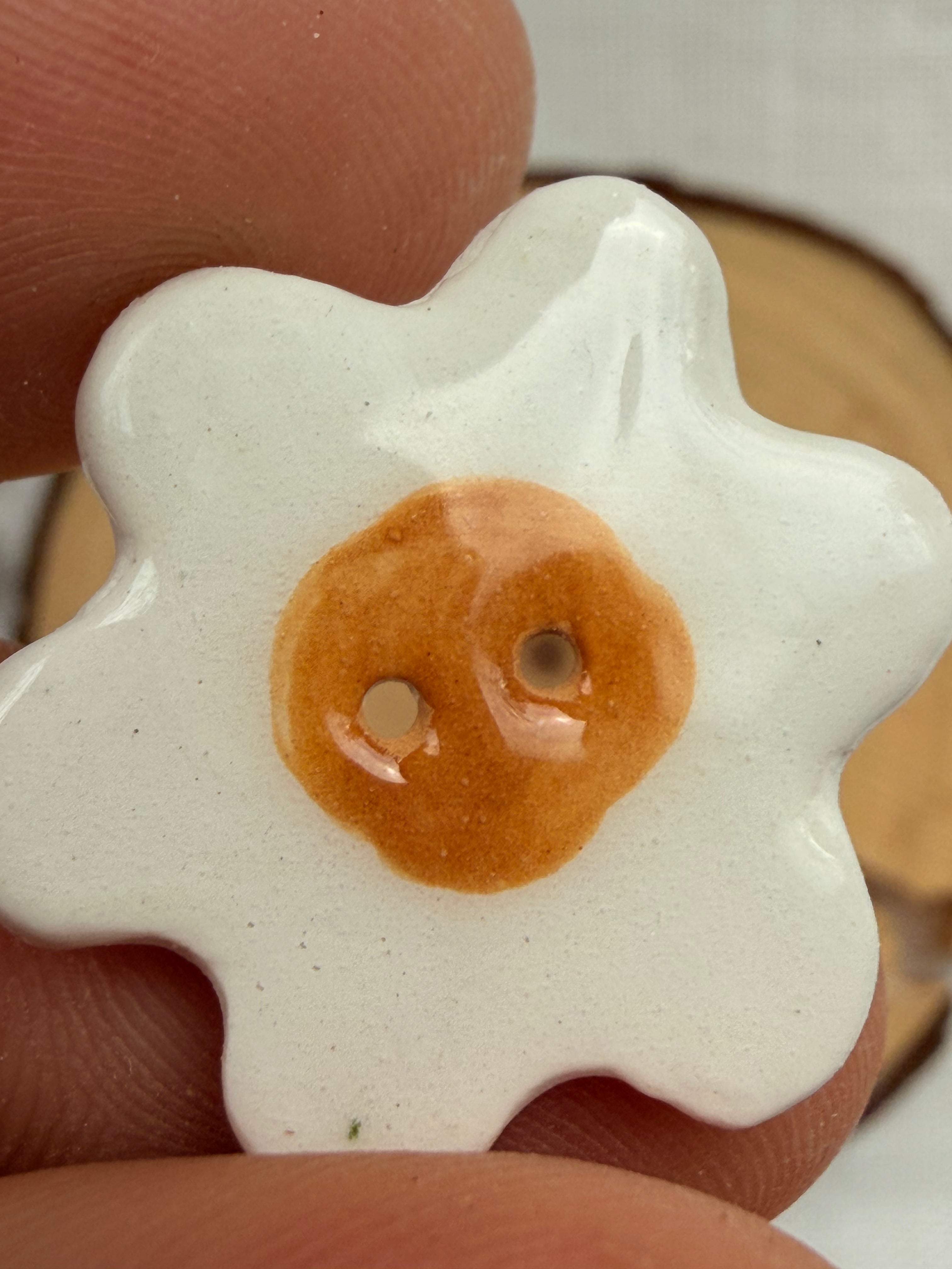 Handmade Ceramic Flower Set Buttons – Set of 3