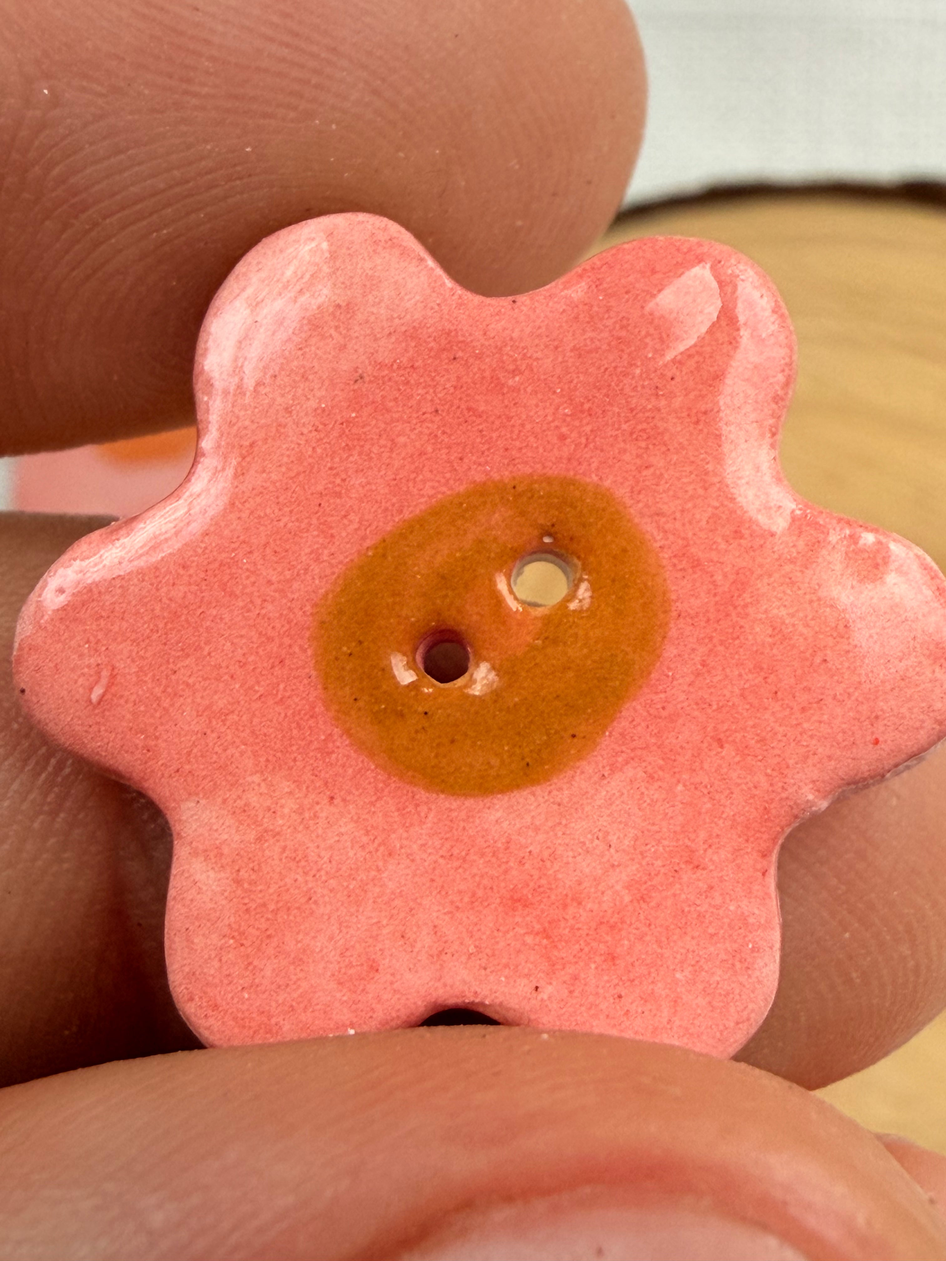 Handmade Ceramic Flower Set Buttons – Set of 3