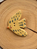Handmade Ceramic Yellow Bird Button – Hand-Painted Sewing Embellishment