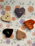 Handmade Ceramic Hearts Buttons – Set of 5