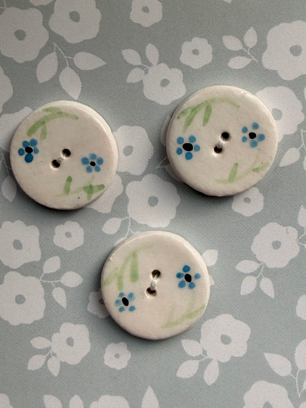 Handmade Ceramic Round Buttons – Set of 3