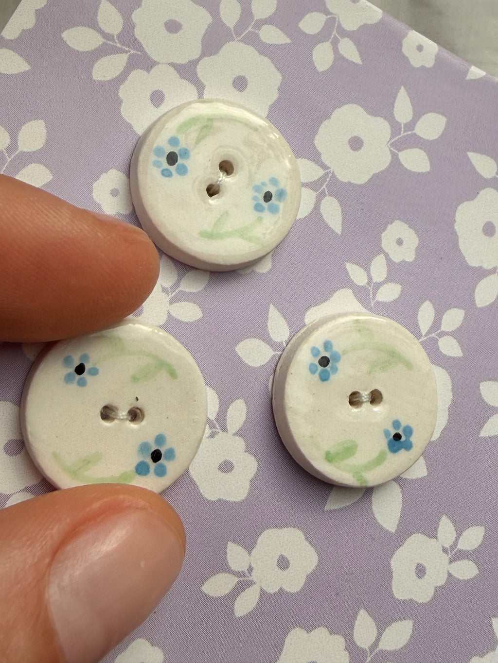 Handmade Ceramic Round Buttons – Set of 3