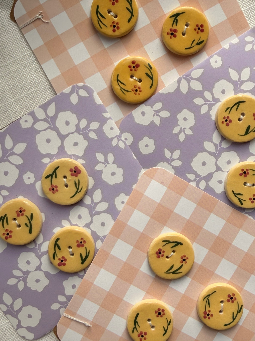 Handmade Ceramic Round Buttons – Set of 3