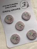 Handmade Ceramic Lavender Buttons – Set of 5