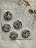 Handmade Ceramic Cherry Buttons – Set of 5
