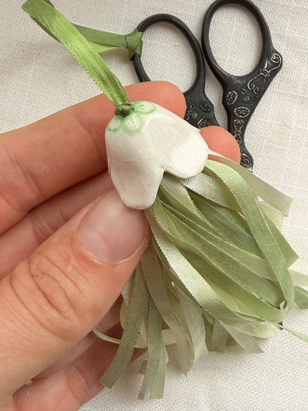 Handmade Scissor Fob with Silk Ribbons – Embroidery Scissors Accessory