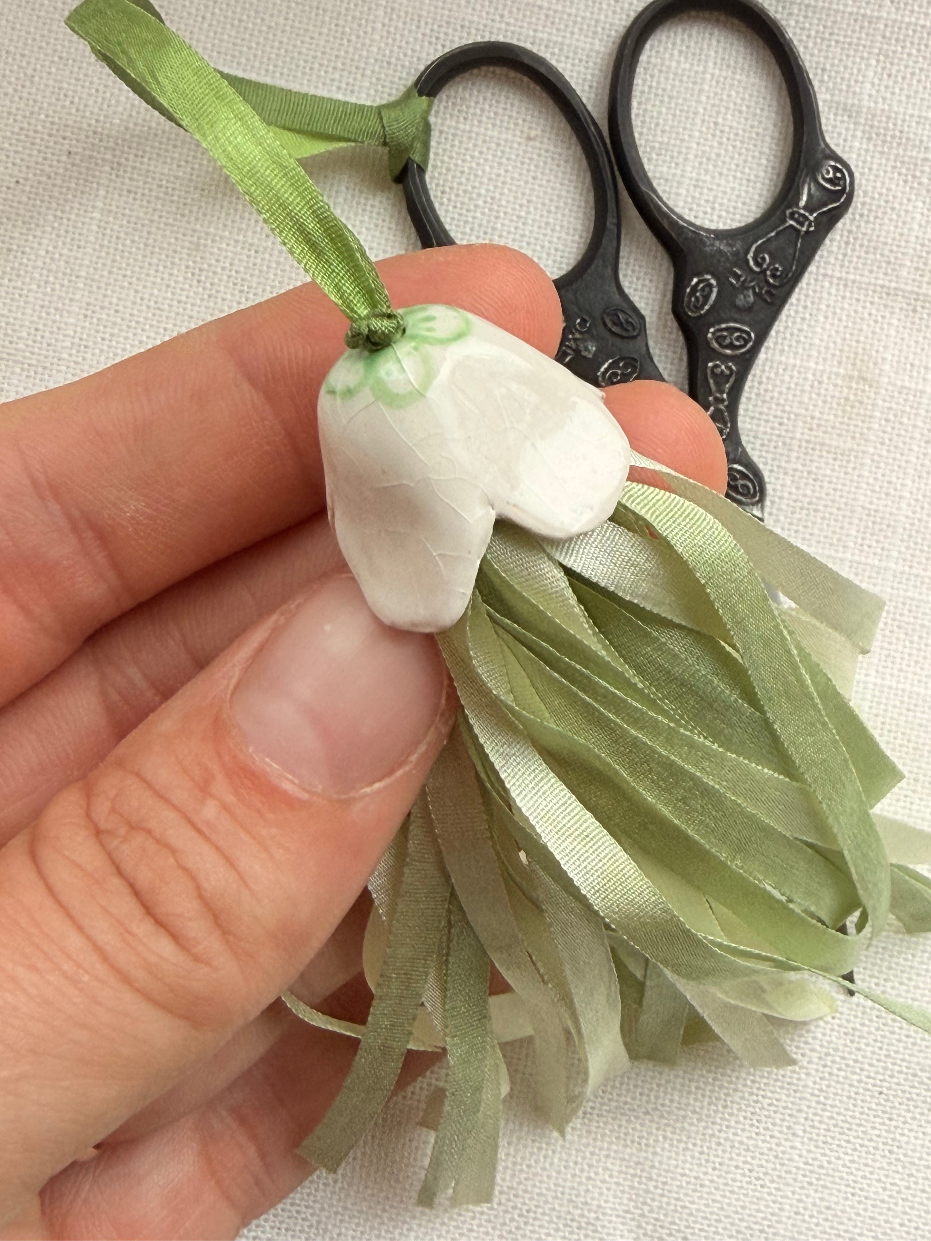 Handmade Scissor Fob with Silk Ribbons – Embroidery Scissors Accessory