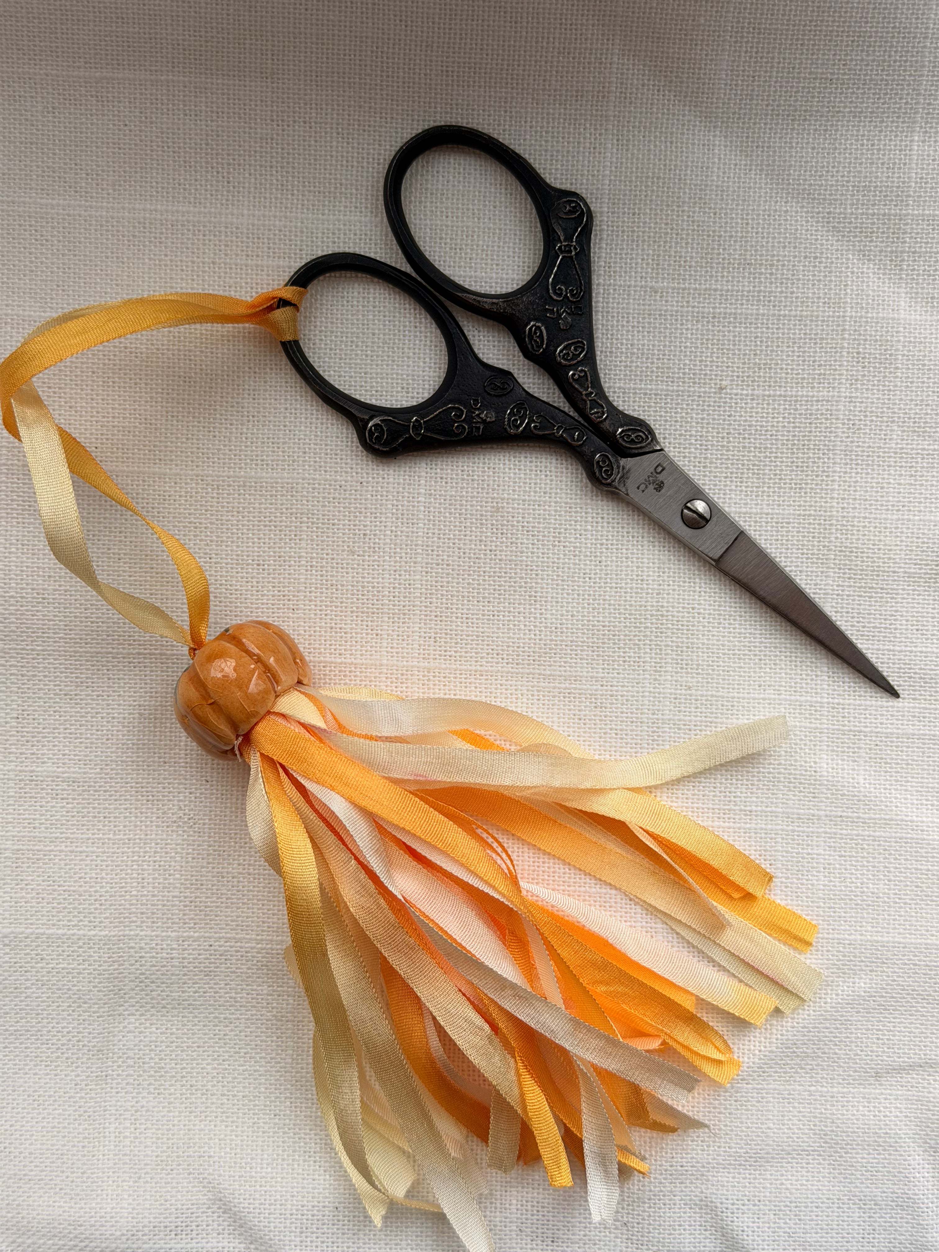 Handmade Scissor Fob with Silk Ribbons – Embroidery Scissors Accessory