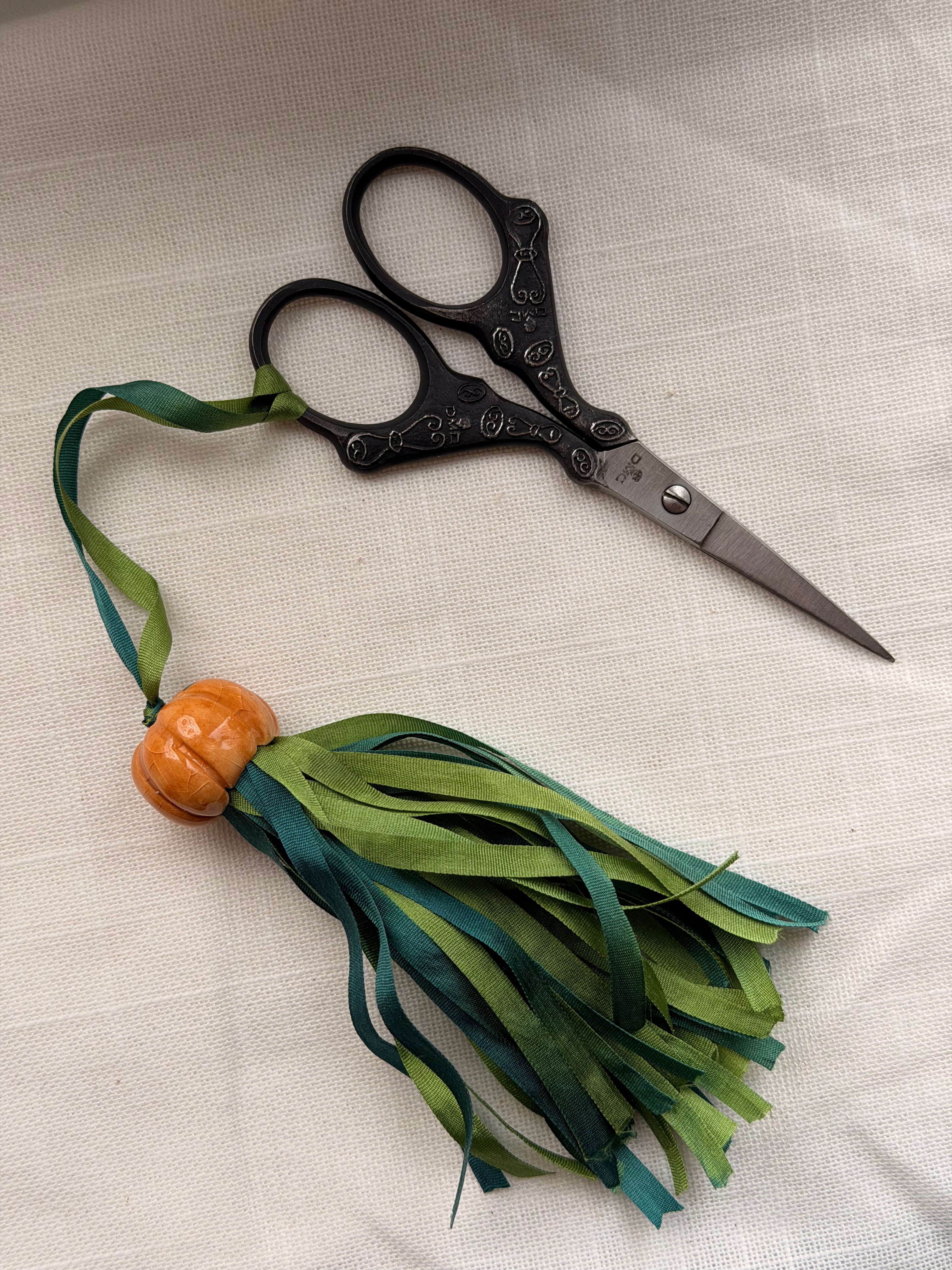 Handmade Scissor Fob with Silk Ribbons – Embroidery Scissors Accessory