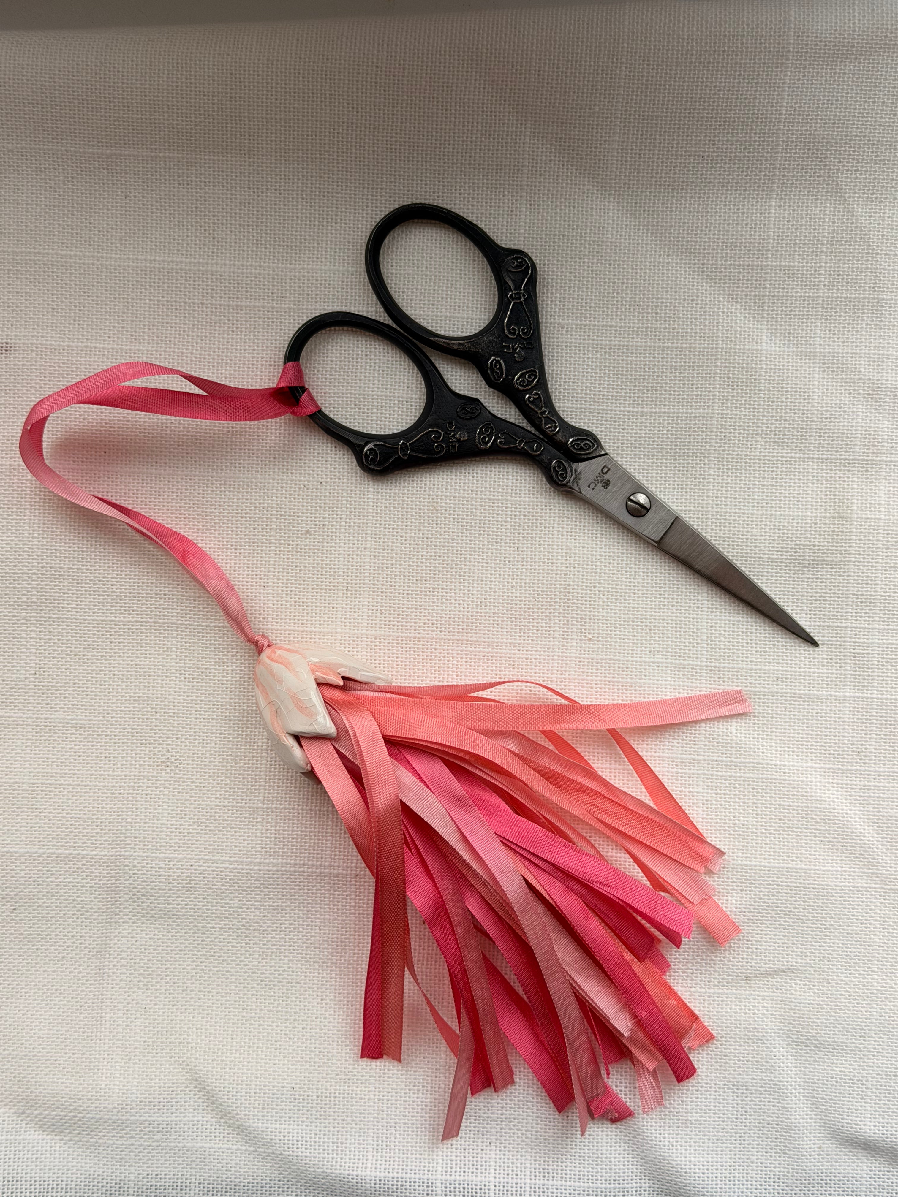 Handmade Scissor Fob with Silk Ribbons – Embroidery Scissors Accessory