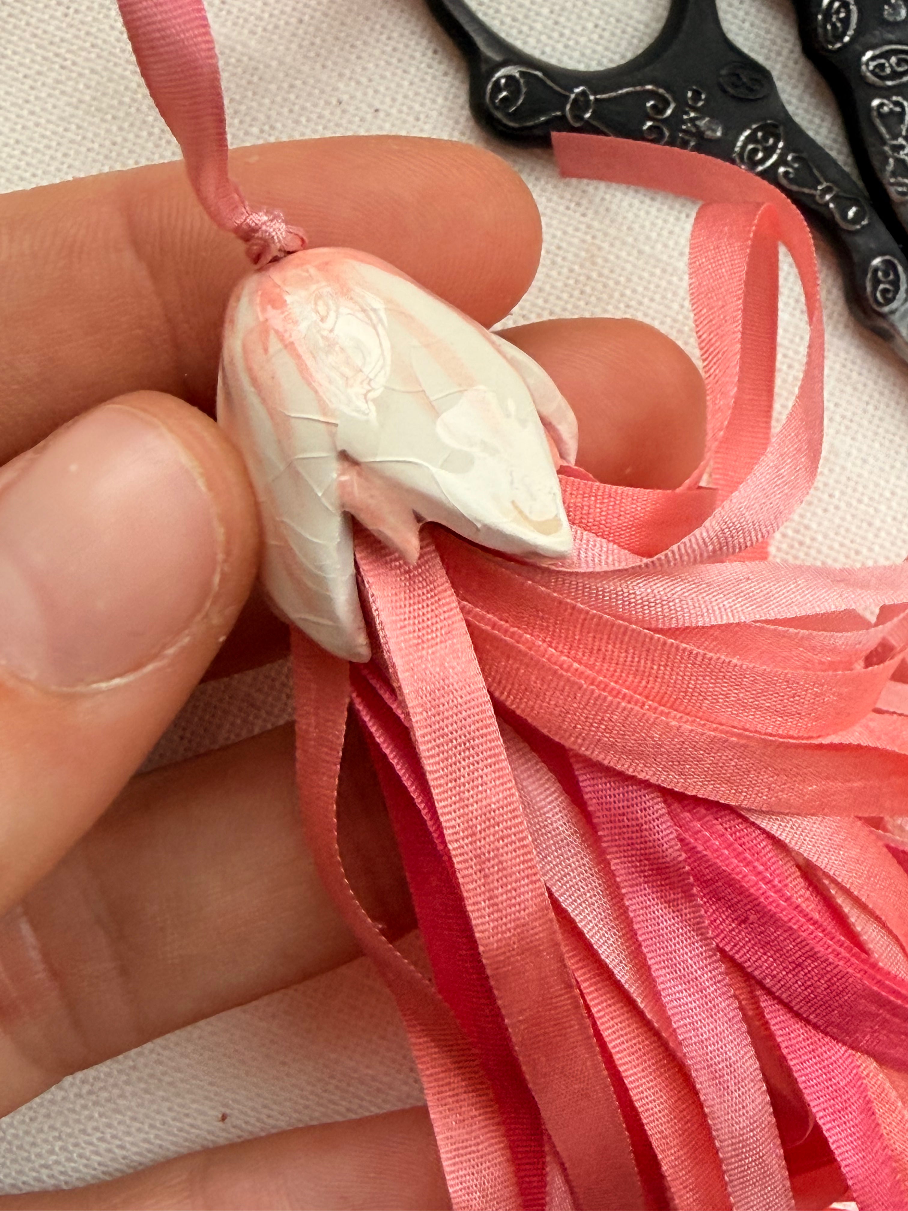 Handmade Scissor Fob with Silk Ribbons – Embroidery Scissors Accessory